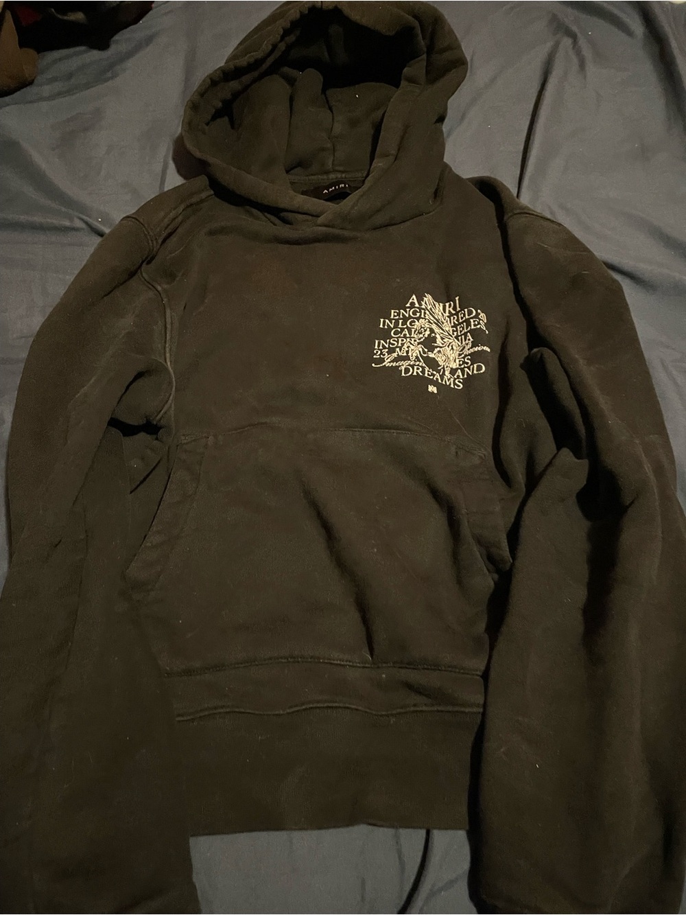 AMIRI Black Pullover Hoodie with Script Chest Graphic